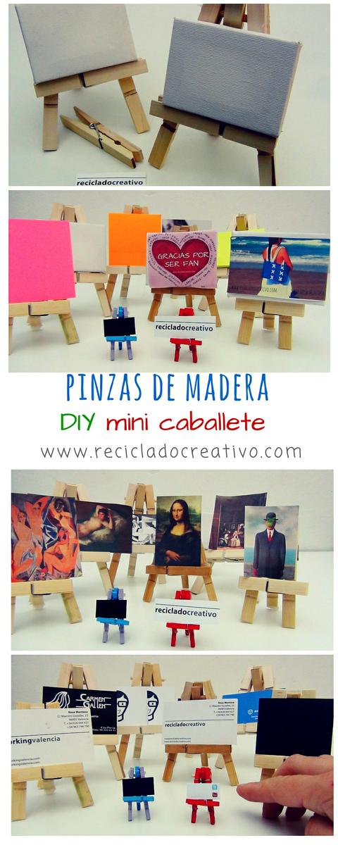 Caballete en miniatura con pinzas de madera de tender la ropa