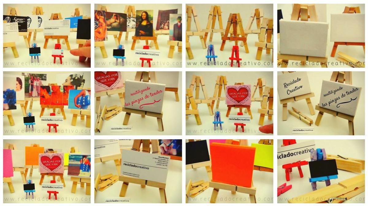 DIY Mini Caballete con pinzas de madera de la ropa