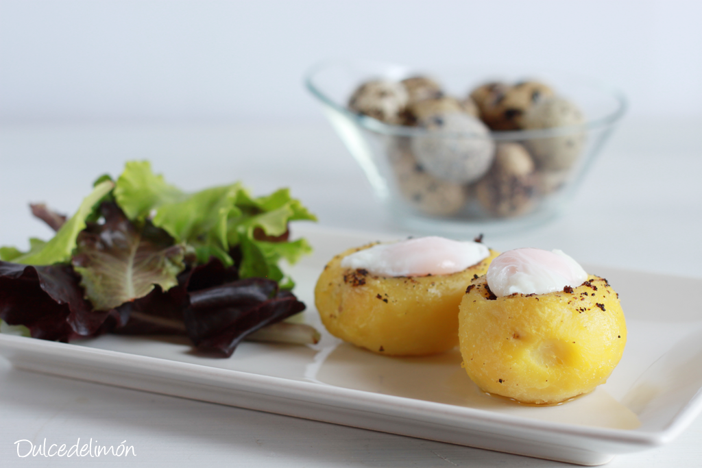 Patatas Rellenas de Carne con Huevo de Codorniz Poché