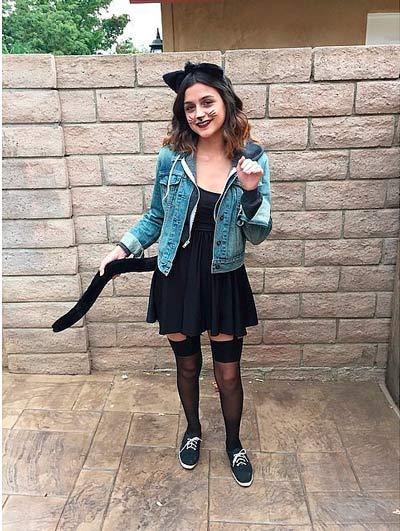 Disfraz casero de halloween para chica de gatita sexy