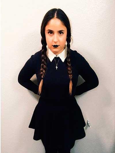 Disfraz casero de halloween para mujer, miercoles familia adams