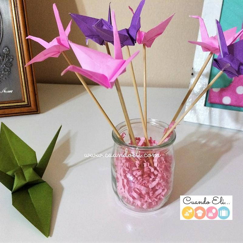 Grullas de papel bouquet para decorar 2