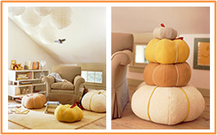 decorando con cojines de calabazas