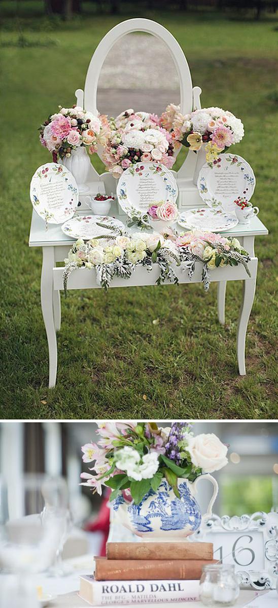 Decorar tu boda con teteras y flores mesa