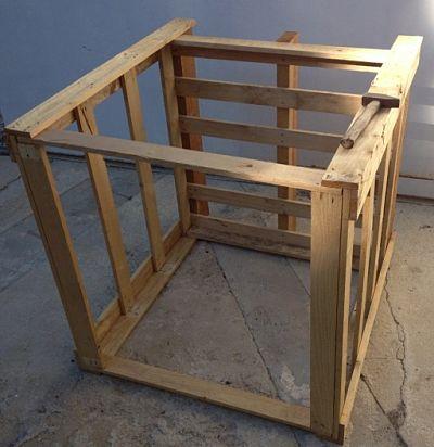 Estrucutura de madras de palets para la fabricación del compostador