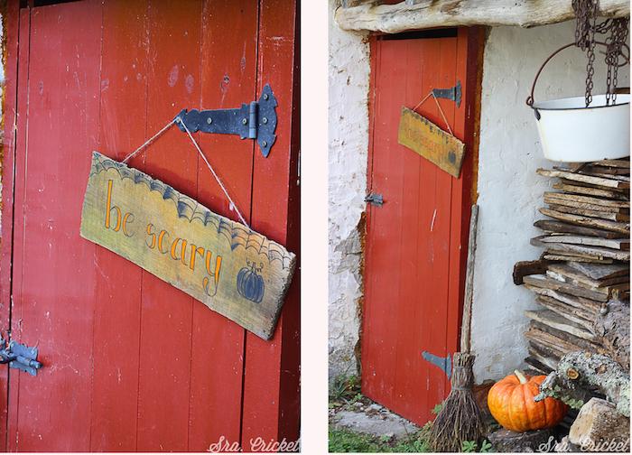 cartel de madera halloween