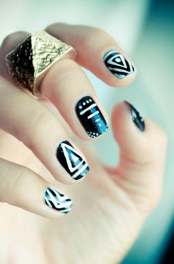 uñas geometricas blanco y negro