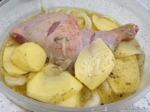 Pollo asado en el microondas