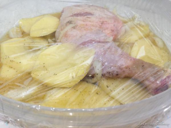 Pollo asado en el microondas