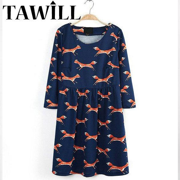 Summer Style Dress Women Vestido De Festa Vintage 2015 New Renda Ladies Fox Print Short Verano Mujer Bodycon Loose Elegant DS129