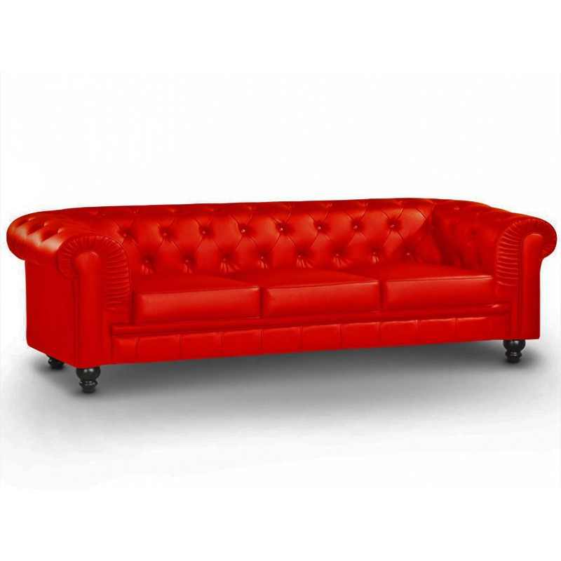 sillon chester rojo de 3 plazas