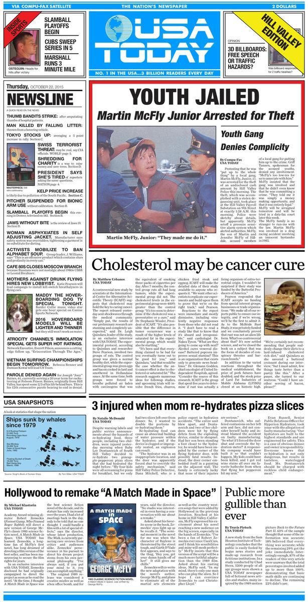 volver al futuro 2 periodico regreso al futuro 1