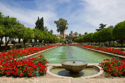 Los jardines del Alcázar en Córdoba, España