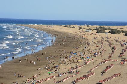La playa del Inglés en Gran Canaria, España