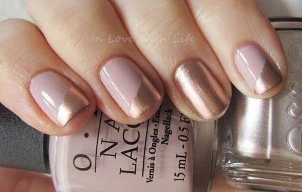 nude y dorado para uñas