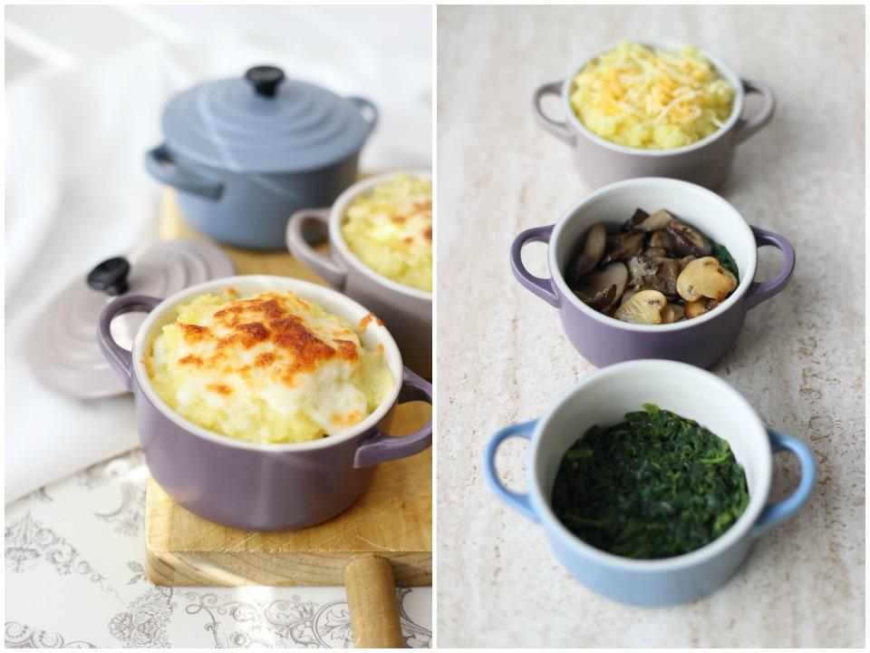 Parmentier de setas y espinacas