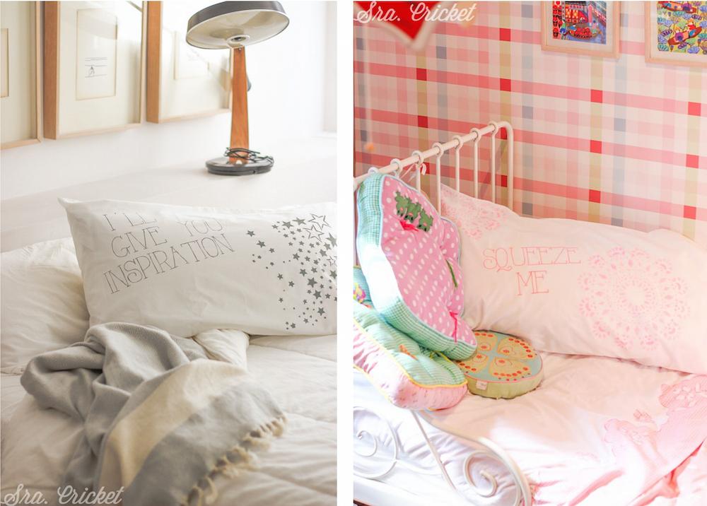 almohada con mensaje pintado handmade