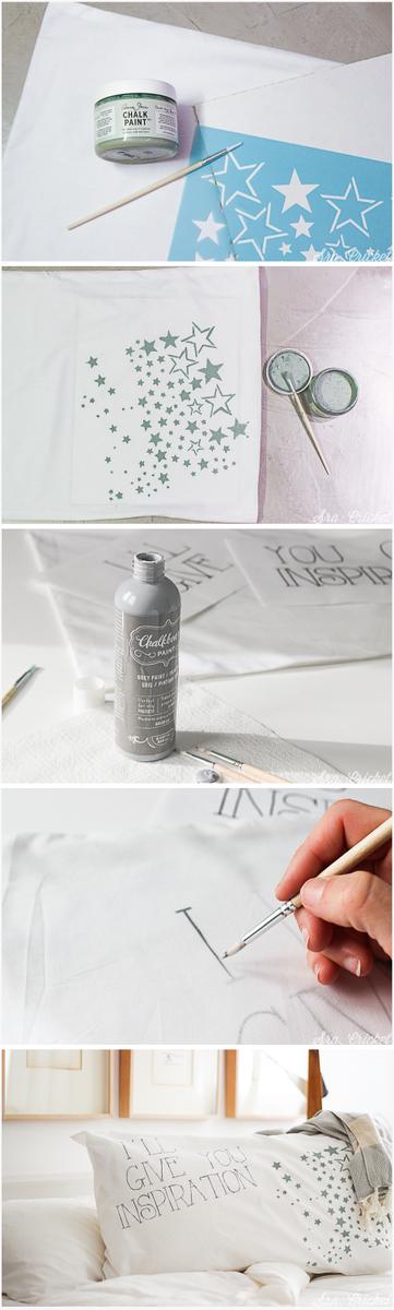 pintar tela con chalk paint funda de almohada