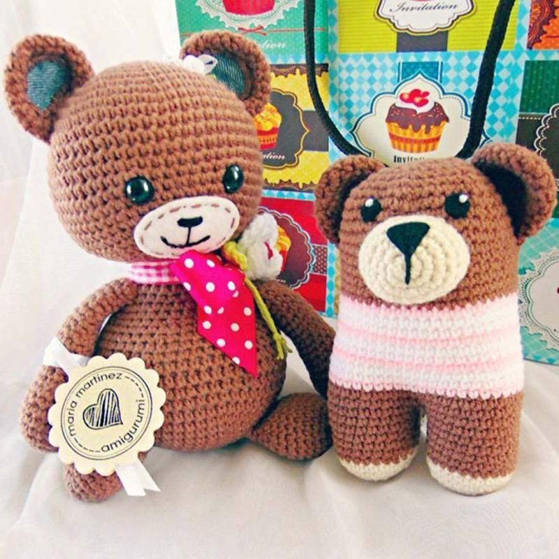 Osito Donato de Lanukas, sonajero para bebés (Maria Martinez Amigurumi, muñecos de crochet hechos a mano