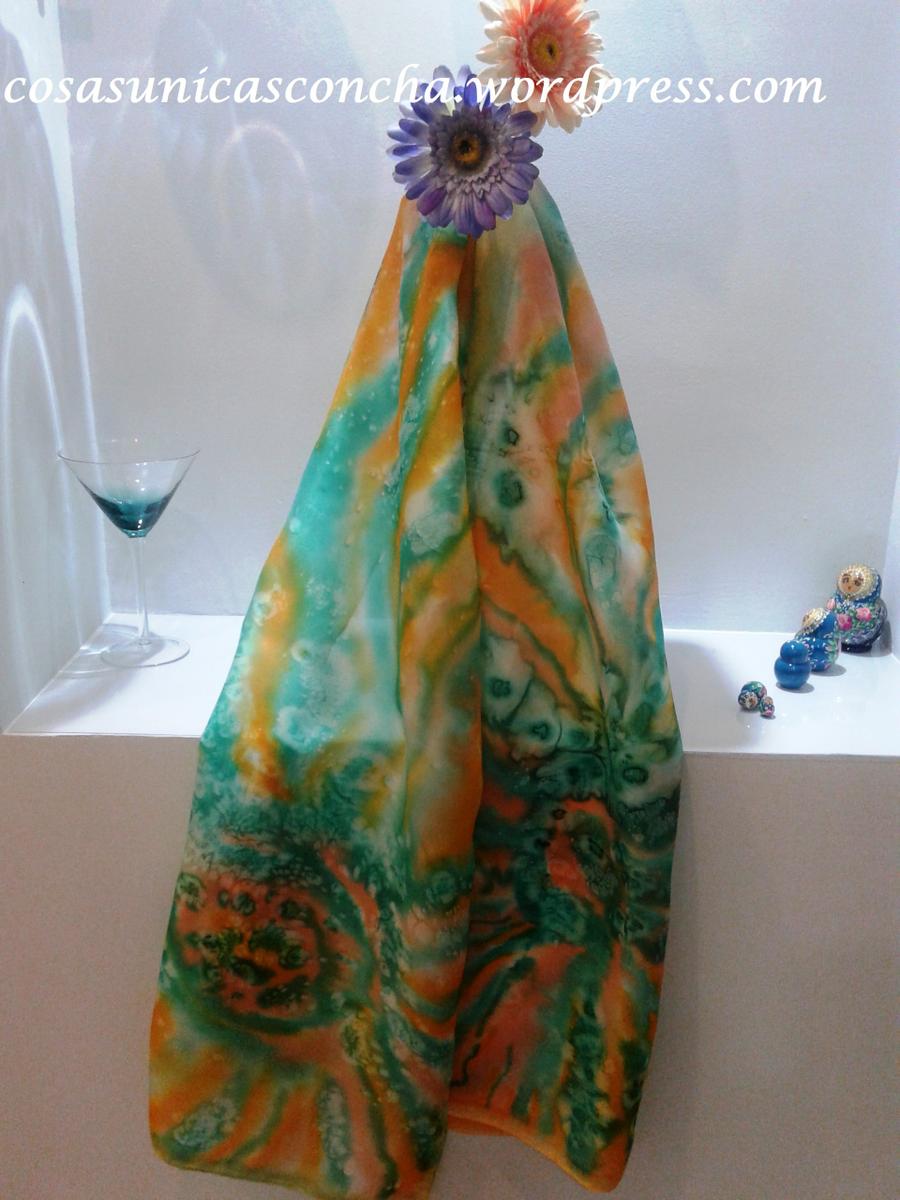 Fular de seda pintado a mano