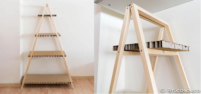 librería con estantes de cartón atamborado