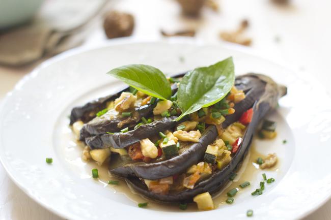 Berenjenas rellenas de pisto