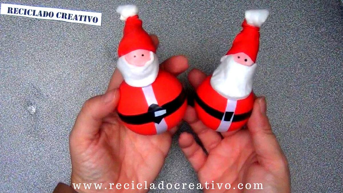 Muñeco de nieve y Papá Noel - Snowman and Sant Nicolas - Manualidad con globos y sal. Balloons and salt.