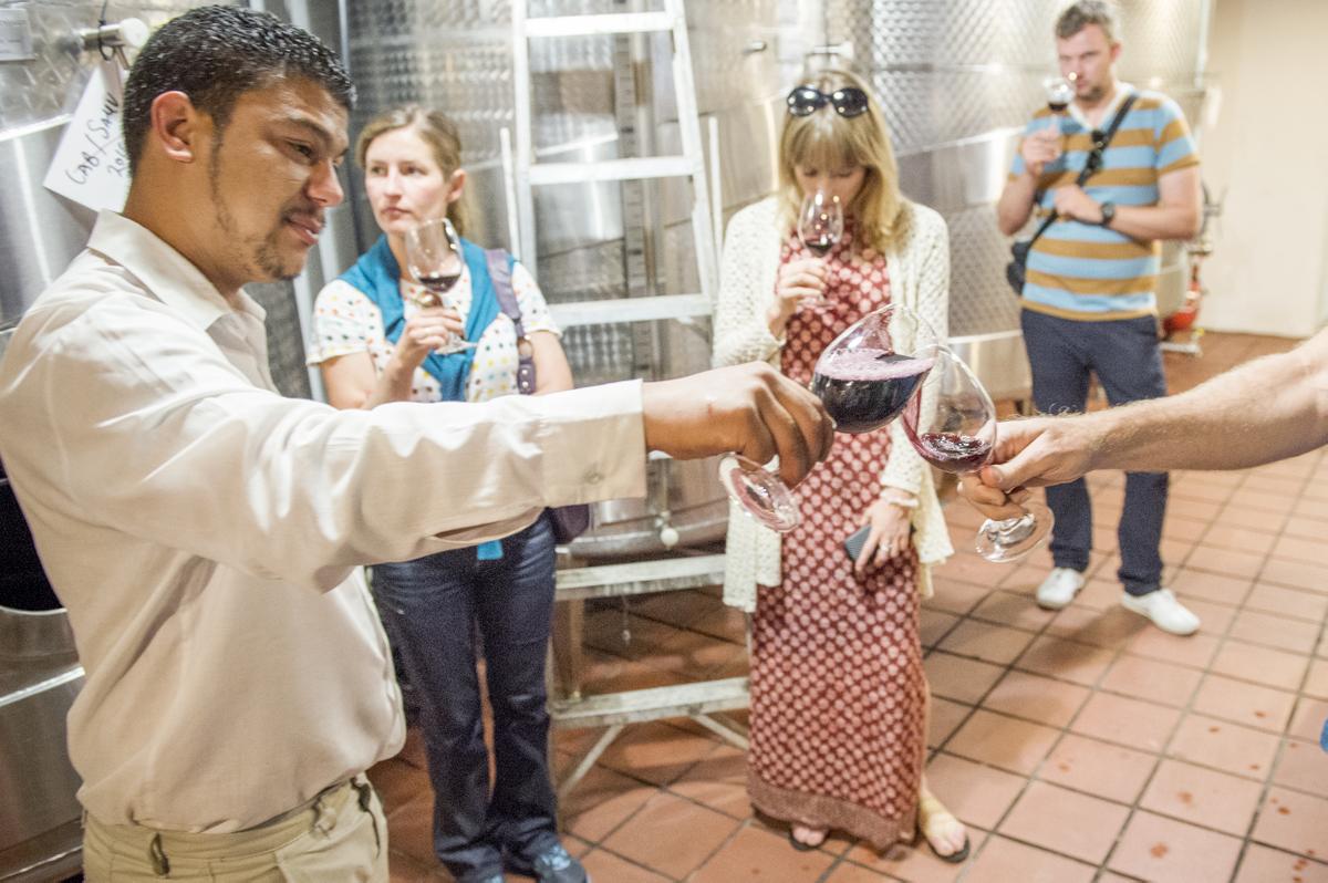 Avron Williams gör vinturer på La Petite Ferme, Franschhoek.