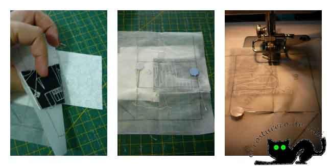 Colocamos la tercera tela, sujetamos y nos vamos a la máquina