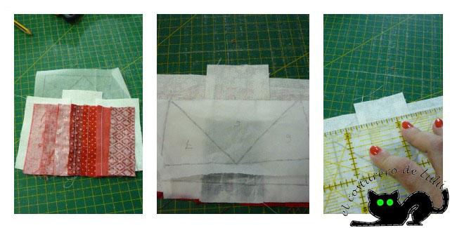 Colocamos el tejado y cortamos el sobrante de telas