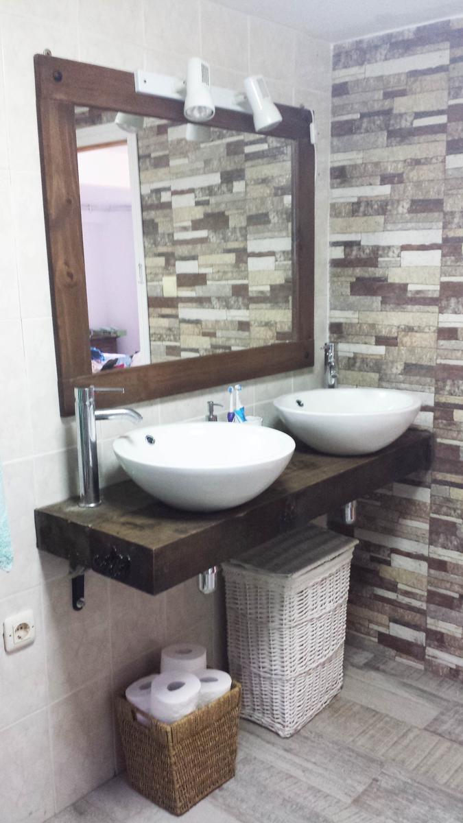 Baño rustico - Lavabo doble