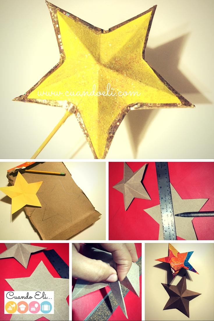 Estrella 3D de Cartón para Árbol de Navidad