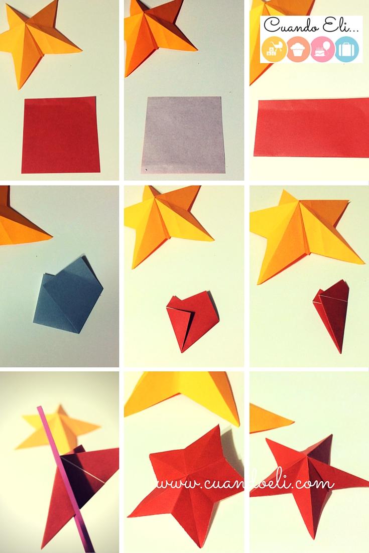 Estrella 3D de Cartón para Árbol de Navidad