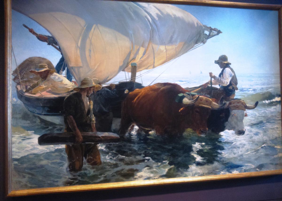 "Retorno de la pesca, remolcando la barca" - Sorolla