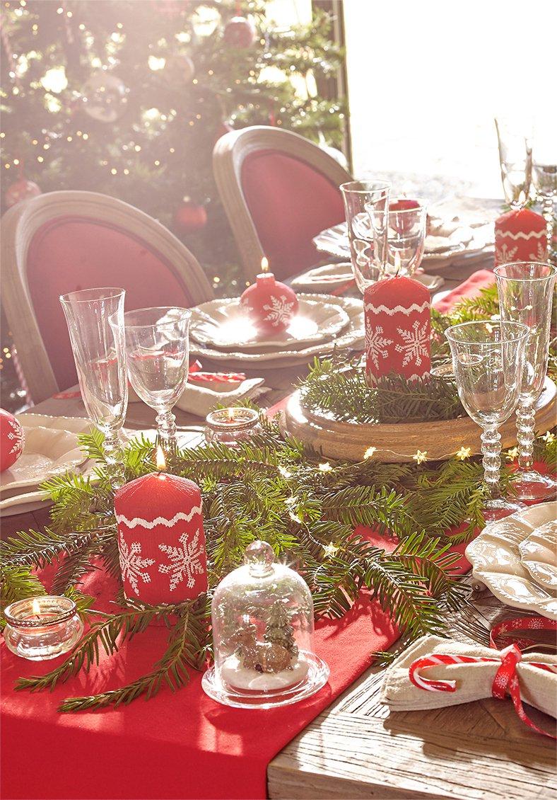 mesas decoradas para Navidad maisons mesa en rojo
