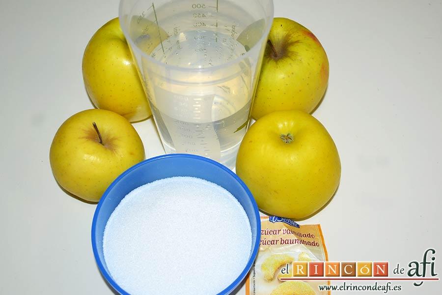 Tarta de manzana especial, preparar los ingredientes de la compota