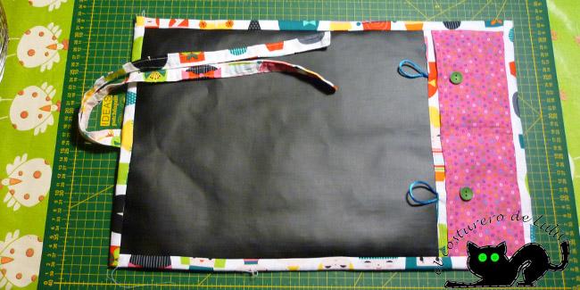 Solo queda coser los botones en los bolsillos y terminar de colocar el bies