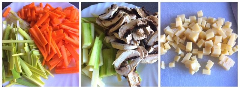 Preprarando ingredientes quiche