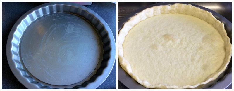 molde quiche y masa horneada