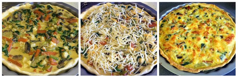 Preparación y horneado quiche vegetariana con daditos de emmental