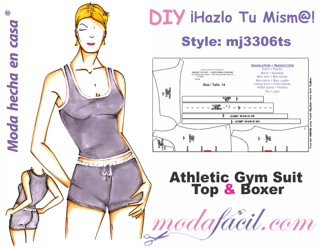 Descarga gratis los moldes de conjunto deportivo de Top y Short 