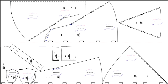 Descarga gratis los moldes de Hermoso traje de fiesta con cauda 