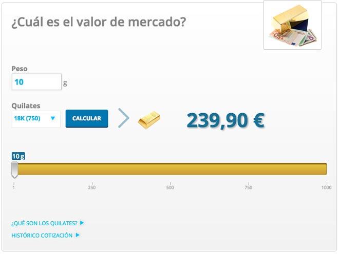 calculadora del precio del oro segun quilates