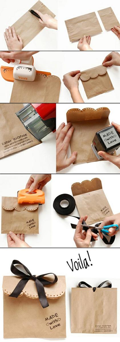 envolver regalo con bolsita papel kraft