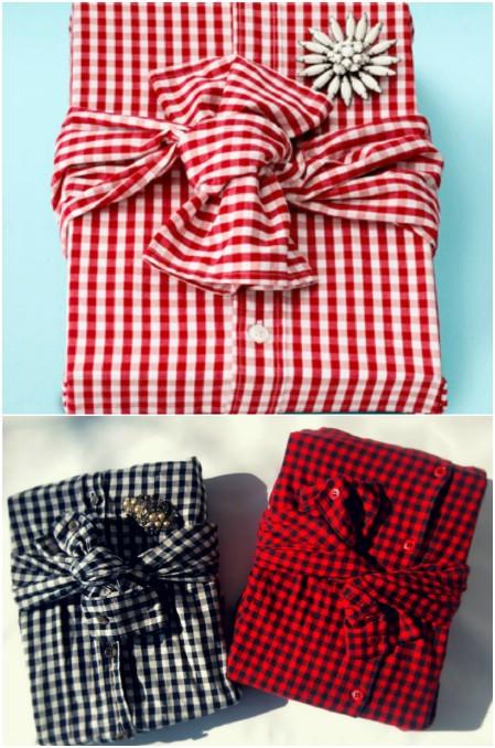 Envolver regalos con camisa viejo