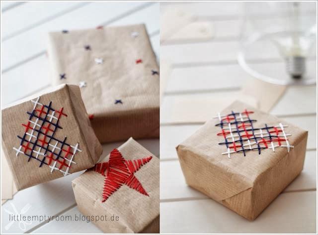 papel kraft bordado para regalos