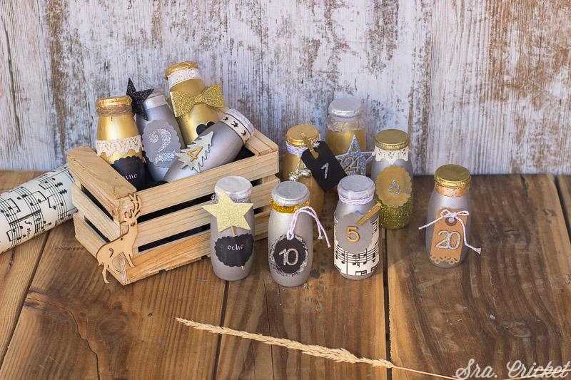 calendario de adviento con botes de actimel