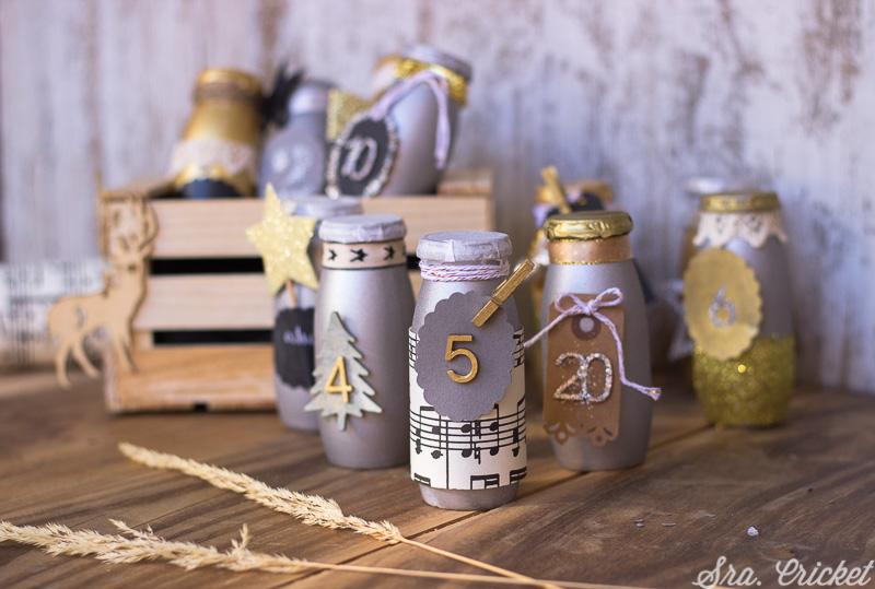 calendario de adviento con botes de actimel