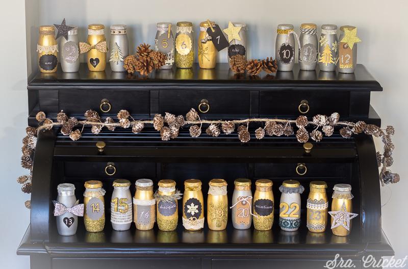 calendario de adviento con botes de actimel