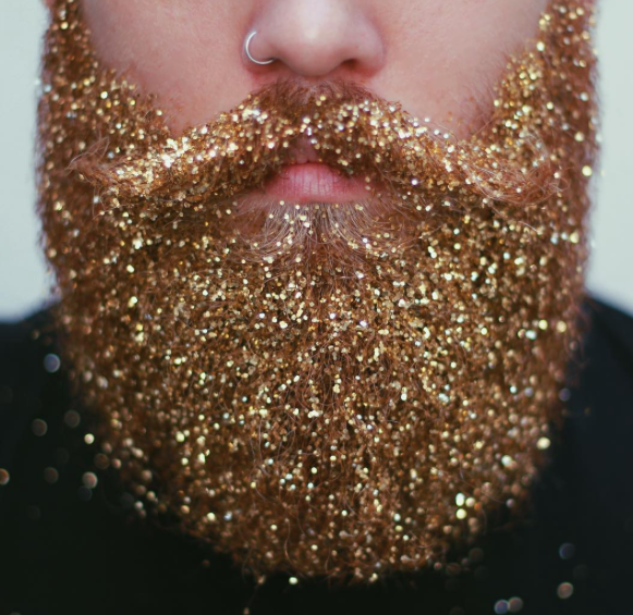 Barbas con purpurina Raíces blancas Touchback